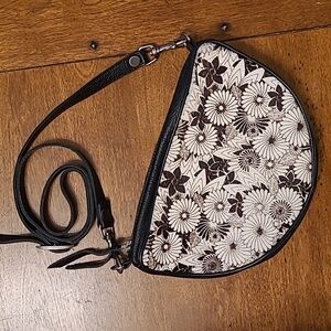 Kim White Half Circle Bag Floral Fur
